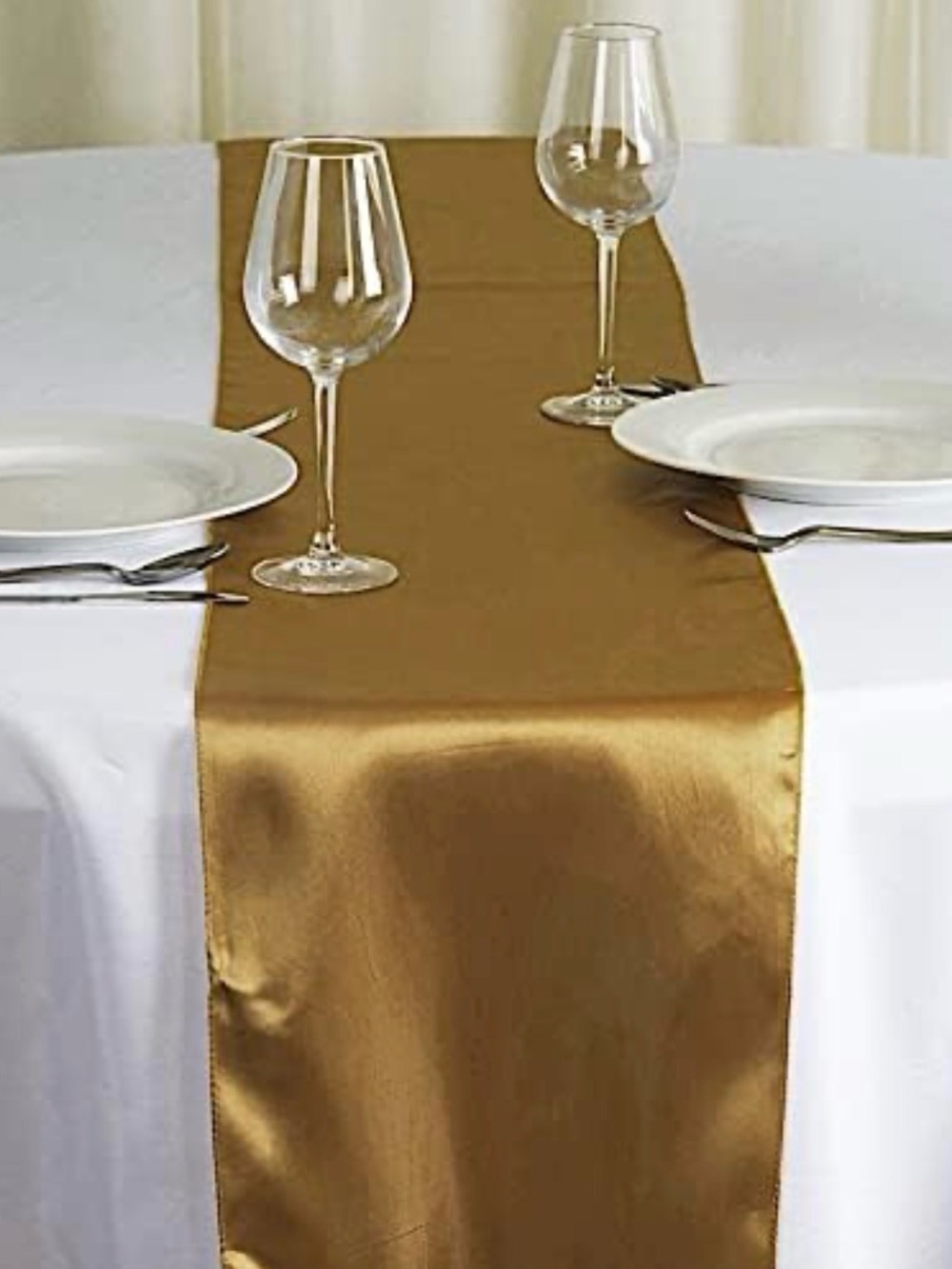 8 pcs 12 x 108 inch rectangular Gold Satin Table Runners